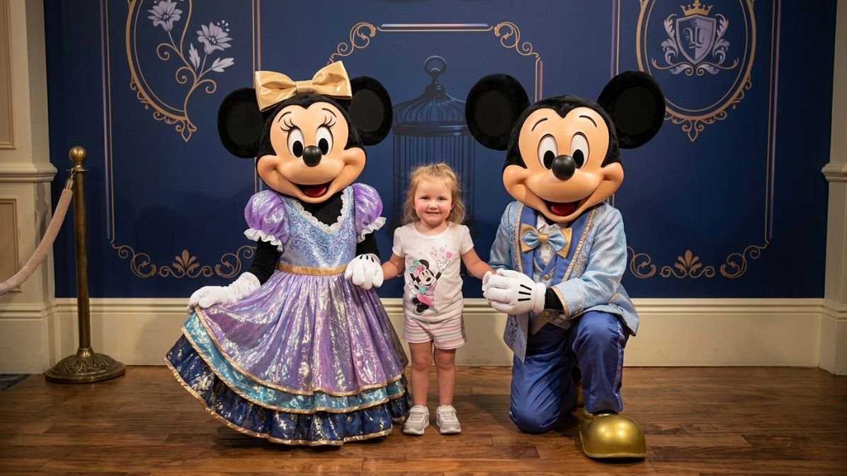 Kids are clicking photos with Disney Characters